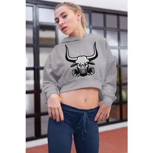 Angemiel Wear Gas Masker Bull Gray Short Hooded Sweatshirt