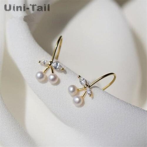Uini-Tail new 925 sterling silver original design cherry earrings temperament pearl personality delicate earrings wild GN219