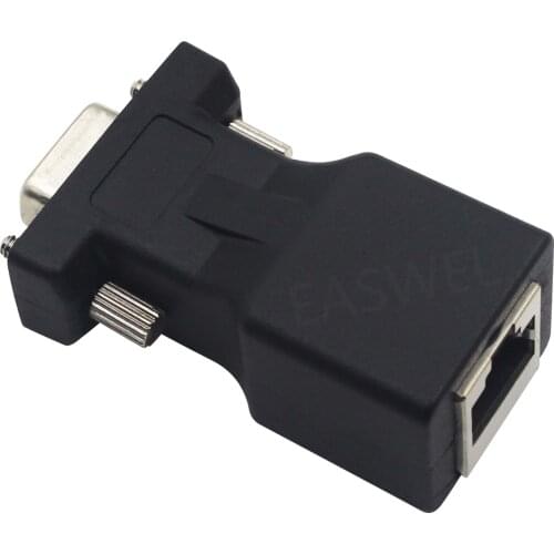 RJ45 Female to RS232 DB9 Female Serial Port CAT5e Network Cable Extender Adapter