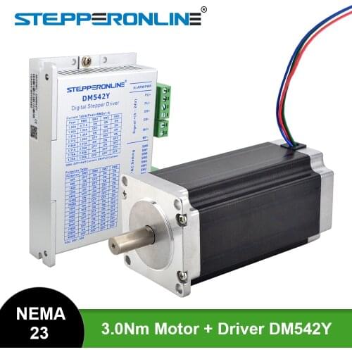 STEPPERONLINE Nema 23 Stepper Motor 3Nm 4.2A with Stepper Driver DM542Y CNC Kit for CNC Engraving Milling Machine