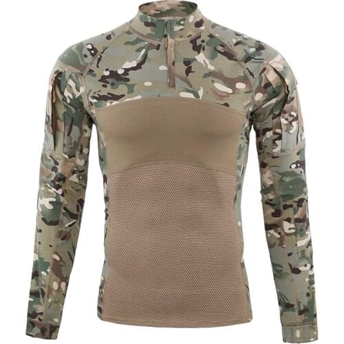 Shanghai Story Men Tactical Gear Military Airsoft Special Ops Combat Shirt Camouflage Blend Cotton Long Sleeve Shirt Frog Shirt