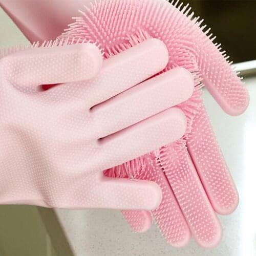 Silicone Dishes Washing Glove Kitchen Cleaning Brush Gloves Dishwashing Gloves Kitchen Accessories