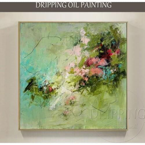 Top Artist Hand-painted High Quality Fine Art Wall Abstract Decor Painting Wall Art Abstract Green Oil Painting for Living Room