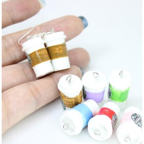 Yamily 10Pcs/Resin 3D Coffee Bottle Charm Cream Cups Accessories DIY Making Pendant Jewelry For Keychain Earrings Necklace