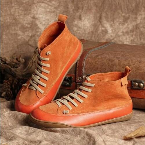 Womens Ankle Boots Retro PU Leather Flats Fall Winter Short Boots Casual Shoes Ladies Shoes 2020