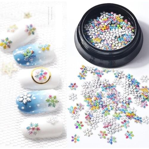 1 Box 3D Christmas Nail White Colorful Snowflake Sequins Flakes Mixed Flower Spangles Jewelry for Nail Art Decor Polish Manicure