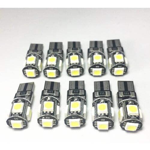10Pcs T10 led Car Light W5W 194 168 Wedge Lamp Canbus White Blue Red 5smd 5050 Led Band Decoder Sign Trun Light Error Bulbs 12V