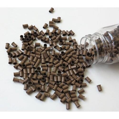 1000pcs/lot 4.0x3.6x6.0mm Brown Color Copper Tube Micro Ring Euro Locks for Pre-bonded human hair extensions 8 colors Option