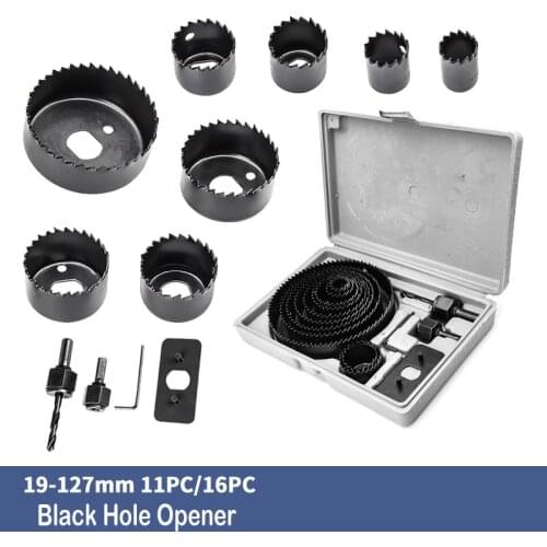11/16pcs 19-127mm woodworking hole saw set drill bit carbon steel hole cutter set for plasterboard ceiling wood hole saw kit