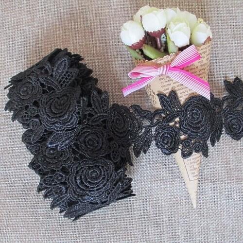 15Yds White Black Lace Pattern Vintage Floral Venise Embroidered Trim Lace DIY Clothing Sewing Craft Decoration Garment Wedding