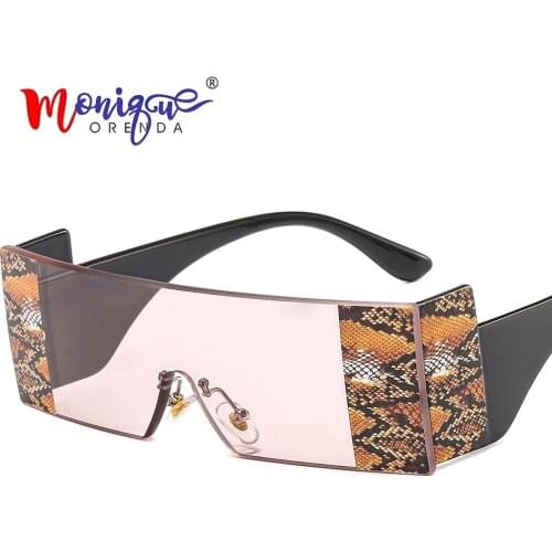2020 Fashion Rimless Square Sunglasses Women Leopard Print Shades Sunglasses Men Trend Female Eyewear Glasses Oculos Stripe