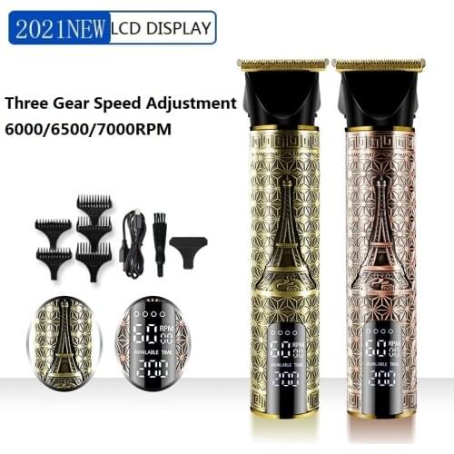 2021 LCD Rechargeable Hair Clipper Electric Hair Trimmer Cordless Shaver Trimmer 0mm Men Barber Hair Cutting Machine for Men