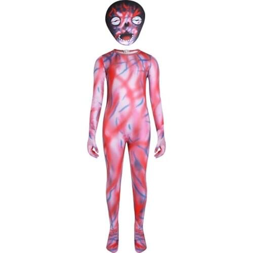 2021 Kids The Pink Man Cosplay Costume with Mask Boys Girls Anime Funny Party Bodysuit Halloween Carnival Fancy Dress Jumpsuits
