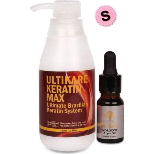 Factory Cheap Price 300ml 8% Formaldehyde Brazilian Keratin+Free 10ml Argan Oil Smooth Hair After Repair and Treatment