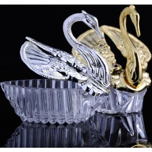 300 stks Europese Stijlen Acryl Zilveren Zwaan Zoete Huwelijkscadeau Jewely Candy Doos Snoep Geschenkdozen Trouwbedankjes Houder