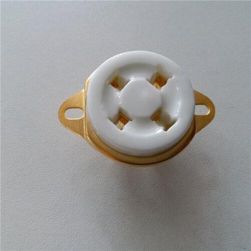 4pcs ceramic tube socket 4 pin tube socket GZC4-2-G golden foot for 300B 811 2A3 tube amplifier