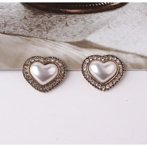 5PCS Retro Love Alloy Material DIY Hair Accessories Half-face Diamond-studded Pearl Flower Plate Button Jewelry Accessories