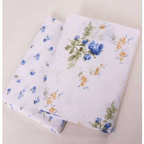50x160cm Graceful Big & Small Blue Rose Flower printed cotton fabric Bundle For DIY sewing Doll Cloth Dress