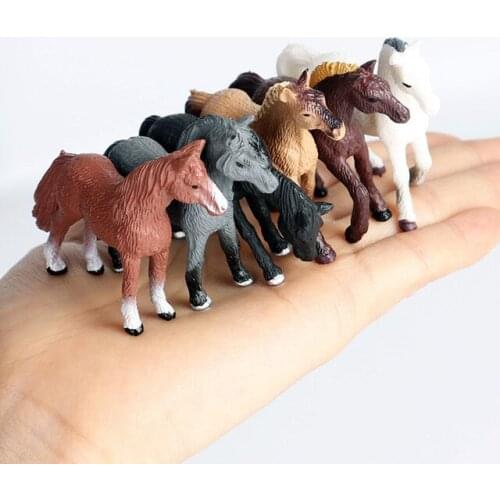 6pcs/set Simulation Wild Animal Toy Plastic Action PVC Model Horse Baby Figure Collection Doll Toy for children Educational toys
