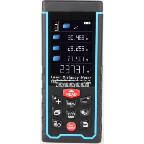 AS100 100M LCD Display Laser Distance Meter Rangefinder Distance/Area/Volume Build Measure Ruler Tool With Rechargable Battery