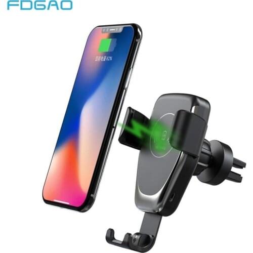 FDGAO 10W Car Mount Wireless Charger for iPhone 11 Pro XS Max XR X 8 Quick Qi Fast Charging Car Phone Holder For Samsung S10 S9