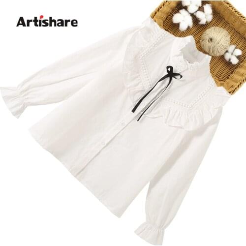 Blouse For Girls Big Bow Girls White Blouse Casual Childrens Shirts For Girl Spring Autumn Childrens Clothing Girl