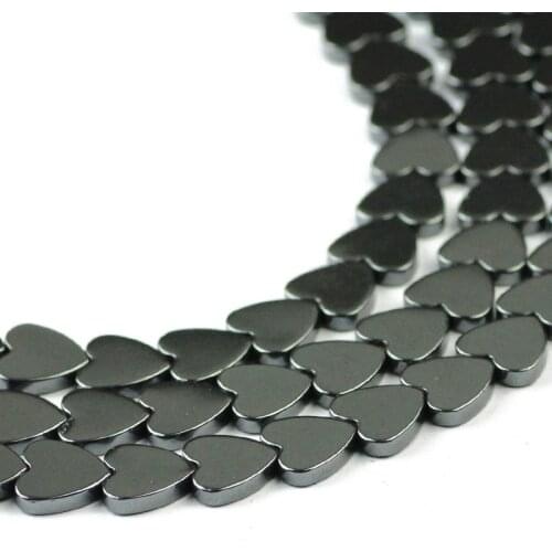 YHBZRET Peach heart shape Black Hematite Natural Stone Spacer Loose beads For Jewelry making 6/8/10MM bracelet accessories DIY