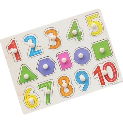 Wooden Number Shaped Peg Puzzle Baby Toldder Preschool Kids Toy