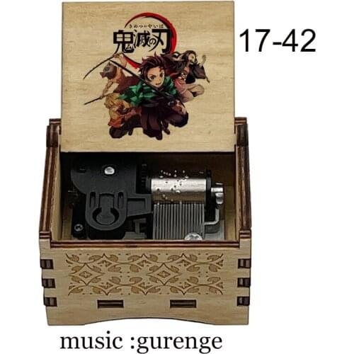 Wooden demon slayer Kimetsu no Yaiba music gurenge Tanjirou Nezuko akaza print wind up music box kids Christmas new year gift
