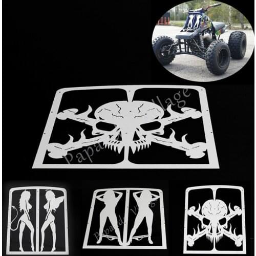 For Yamaha Banshee 1987-2012 ATV Accessories Stainless Steel Skull Radiator Grill Guard Protection Cooler Grille Mesh Cover