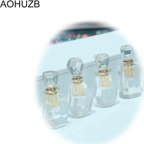 Gemstone Clear Quartz Stone Perfume Bottle Pendant Necklace Lady Wedding Jewelry Natural Crystals Quartz High Quality Gift
