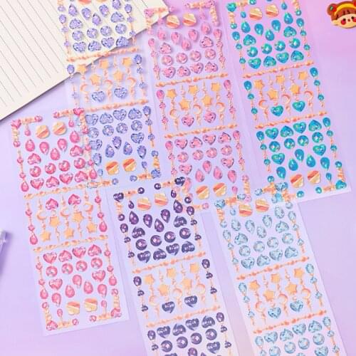 Creative Laser Color Stickers Student Notebook Mobile Phone Decoration Stickers Diy Hand Account Material Star Sequin Stickers