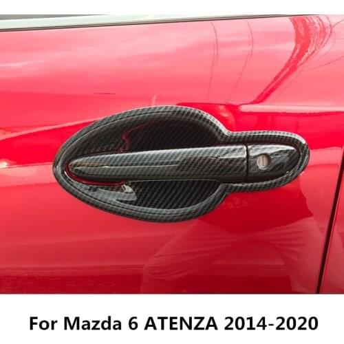 Carbon Fiber Printed Car Door Handle Cover Bowls Sticker Moulding Trim for Mazda 6 ATENZA 2014 2015 2016 2017 2018 2019 2020