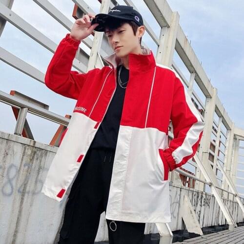 Hooded Color Block Jacket 2019 Winter Windbreaker Vintage Mens Coats Plus Velvet Track Hoodie Coats Streetwear Hiphop KK3080