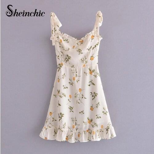 Summer Clothes for Women Sexy Strapless Short Floral Printed Ruffles Chiffon Dress 2021