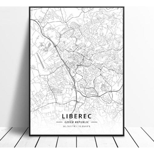 Liberec Prague Plzen Czech Republic Canvas Art Map Poster