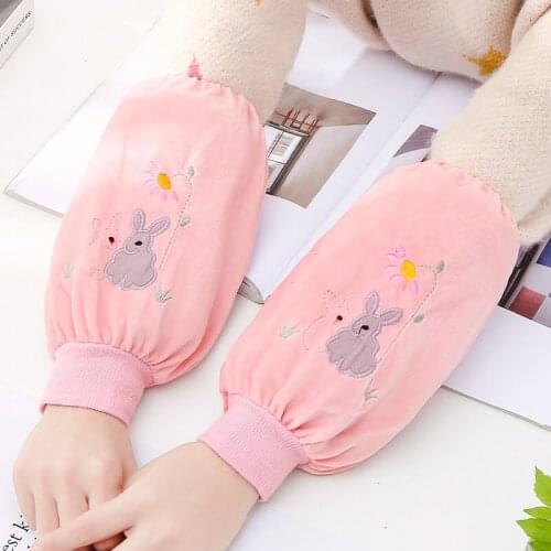 Autumn and winter cute cartoon mid-length anti-fouling sleeves students children Luokou plush adult short