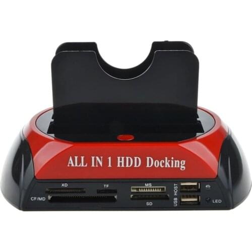 Multifunctional HDD Docking Station Dual USB 2.0 2.5/ 3.5 Inch IDE SATA External HDD Box Hard Disk Drive Enclosure Card Reader