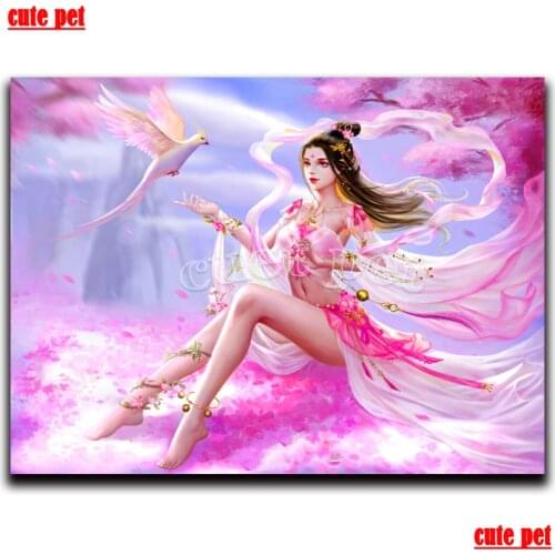 Full Drill Diy diamond painting set Peach blossom woman classical fantasy fairy rhinestones embroidery diamond mosaic 5d decor