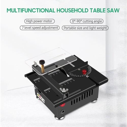 24V 100W Electric Table Saw Mini Desktop Electric Saw Cutter Speed & Angle Adjustable Chainsaw for Wood Plastic Acrylic Cutting