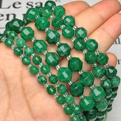Natural Stone Faceted Green Chalcedony Jades Round Loose Spacer Beads For Jewelry Making Diy Handmade Bracelet Necklace 6/8/10MM
