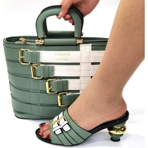 OLOMM New Arrival Italian Shoes with Matching Bags for Wedding Italy Ladies Shoes and Bag Set Decorated with Rhinestone !B1-25