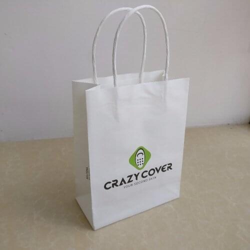 Wholesale 500pcs/Lot Custom Printed Your Log Recyclable Kraft Paper Shopping Bags for Clothes Jewelry Boutique Gift Storage