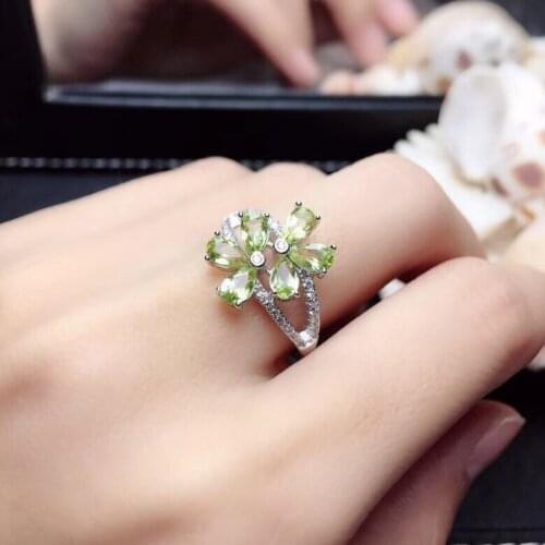 Peridot ring Women rings Natural peridot ring 925 sterling silver Wholesale Fine jewelry Gemstone