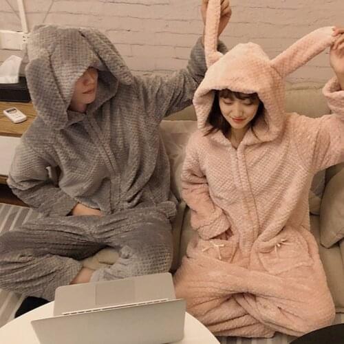 Kigurumi Animal Pajama Adult Onesies for Women Men Couple Winter Rabbit Pajamas Kegurumi Sleepwear Flannel Pijamas Homewear