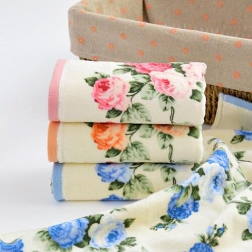 High Quality Home Hotel Soft Face Colorful Flower Printed Towel Bamboo Fiber Quick Dry Bathroom Towels Face Cloth Handdoek