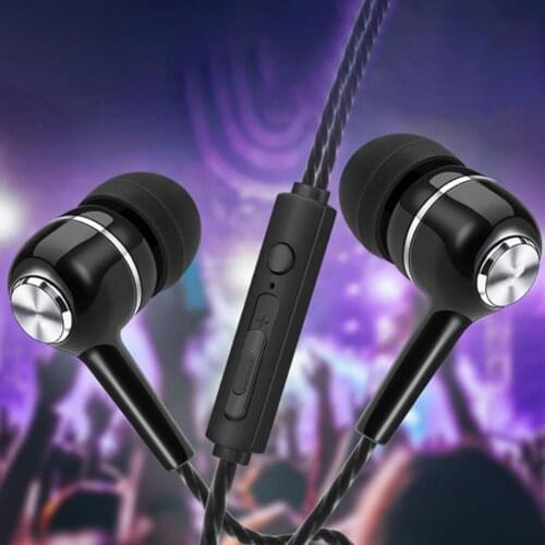 ABS Noise Reduction Wired Microphone Earphones Heavy Bass In-ear Universal Mobile Phone Game Earplug