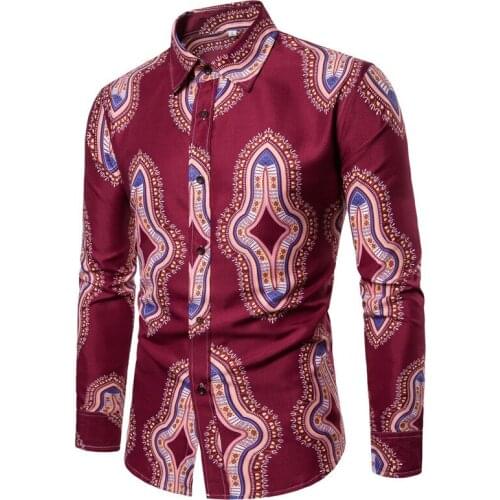 Summer Spring Mens Shirts Long Sleeve European Country Ethnic Pattern Printed Men Shirts 5XL Summer Streetwear Shirt Male A432