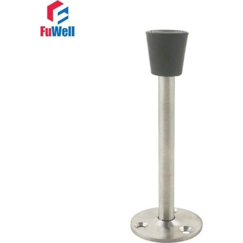 2pcs Stainless Steel Door Stopper 120mm Length Silver Solid Door Stops Catches Holder Latch Wall Mount Door Stops