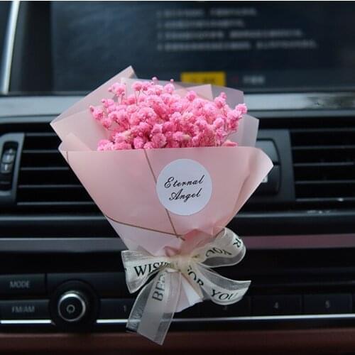 Dried Flower Car Decoration Interior Air Vent Clip Mini Bouquet Auto Perfume Car Aroma Diffuser Pink Car Accessories Girls Gift